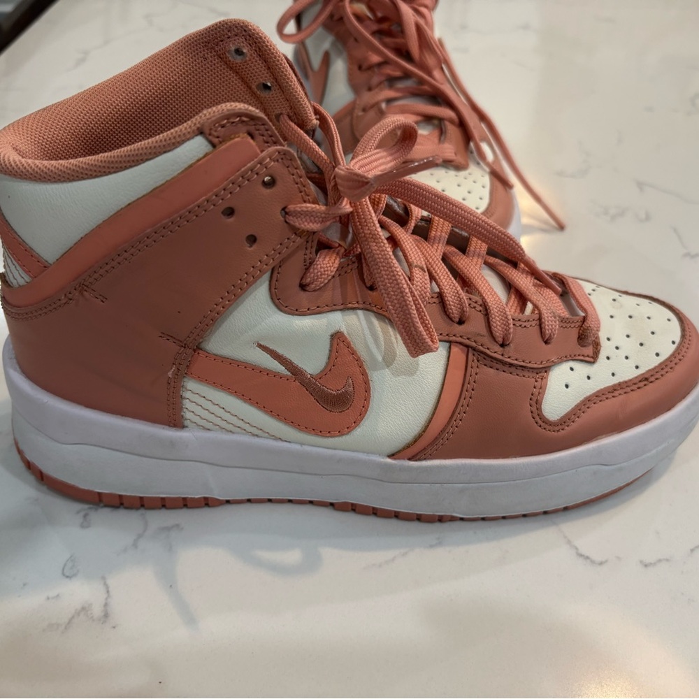 Nike Women's Dunks High-Top Sneakers - Pink and White